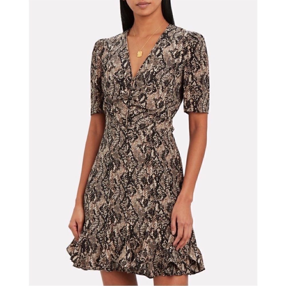 NEW Veronica Beard Ried Silk Snakeskin Nude Mini Dress Size 4